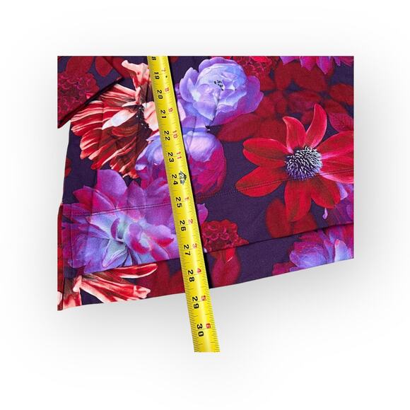 ISAAC MIZRAHI LIVE Red Purple Floral Ruffle Long Sleeve Top - Picture 6 of 10